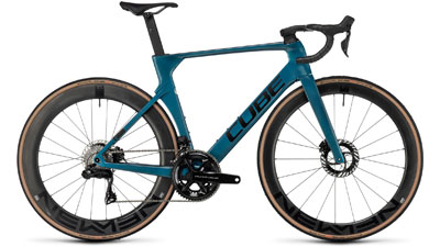 Bicicletta da corsa Cube Litening AERO C:68X SLT in blu scuro.