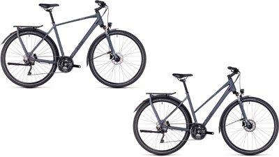 Due biciclette Cube Kathmandu EXC, una con telaio a diamante e una con telaio trapezoidale