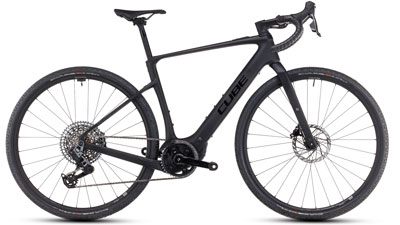 Si vede una e-bike Cube Nuroad Hybrid Race nera.
