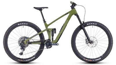 Cube Stereo ONE55 C:62 TM Fully Mountainbike in verde.