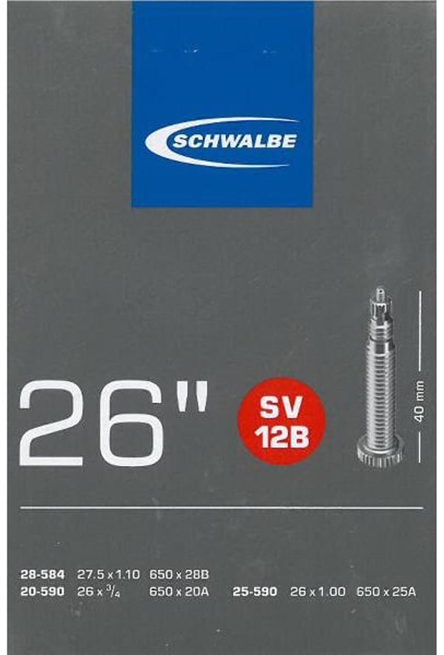 Schwalbe Tubo flessibile n. 12B 26x7/8-1,00" 20/28-584/590 SV 40 mm