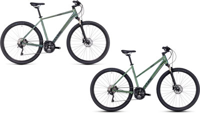 Due biciclette Cube Nature EXC con telaio a diamante e telaio trapezoidale.