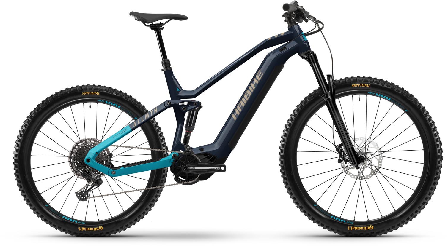 Haibike AllMtn 2 blue / cyan / caramel gloss 2024 - E-Bike Fully Mountainbike - con danni alla vernice - 41 cm