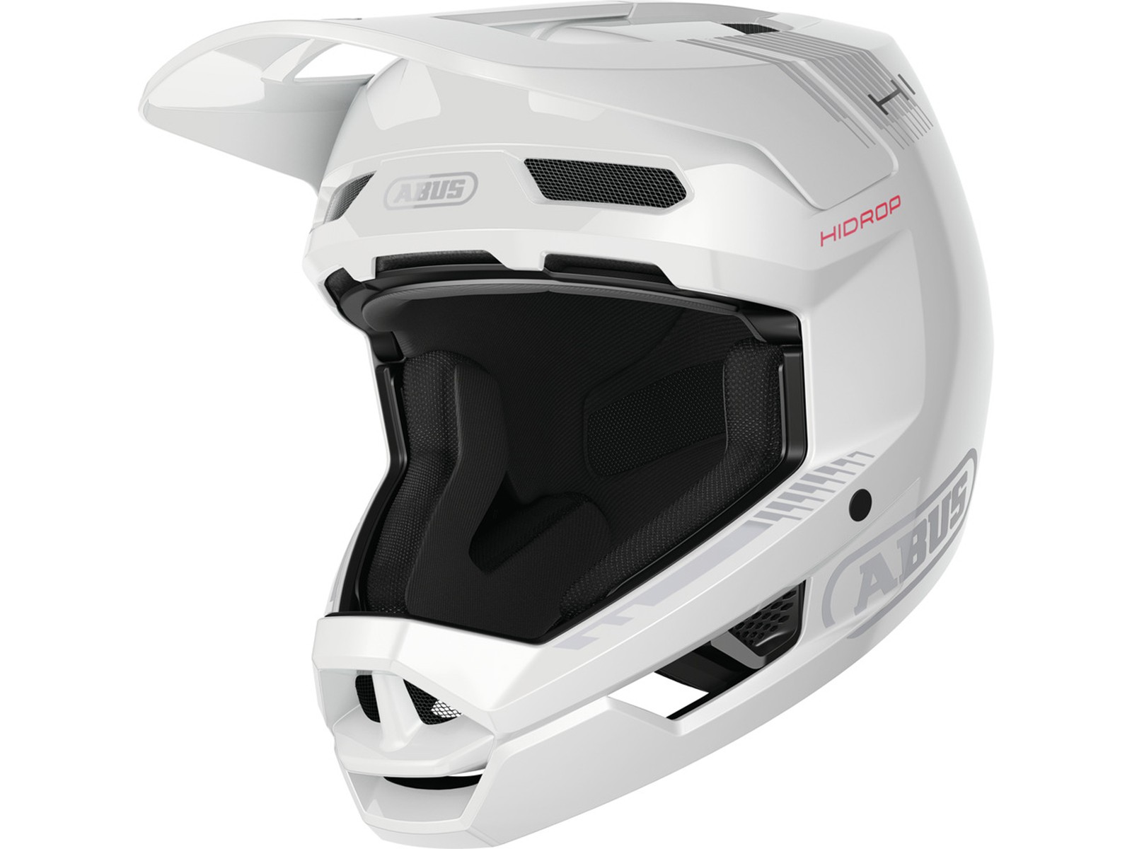 ABUS met, Fullface MTB Hel HIDROP - bianco lucido