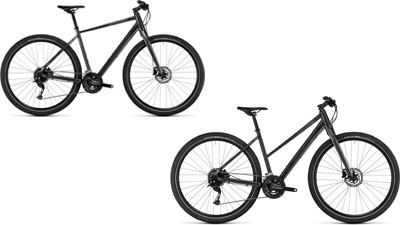Due biciclette Cube Hyde, una con telaio a diamante e una con telaio trapezoidale.