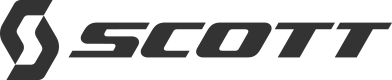 È visibile il logo del marchio Scott con scritta nera in maiuscolo chiaro e sottile, accanto a un simbolo nero stilizzato a forma di “S” angolosa.