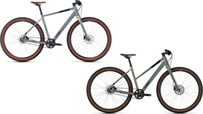 Due biciclette Cube Hyde Pro, una con telaio a diamante e una con telaio trapezoidale.