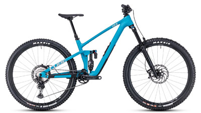 Mountain bike Cube Stereo ONE55 C:62 SLX Fully in blu.