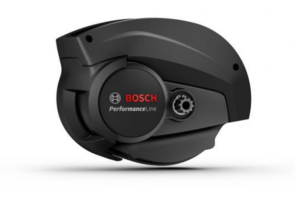 È visibile un motore Bosch per e-bike nero della serie Performance Line