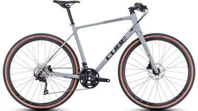 Cube Nulane Pro cyclette in grigio.