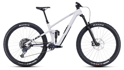 Mountain bike Cube Stereo ONE55 C:62 Race Fully in bianco.