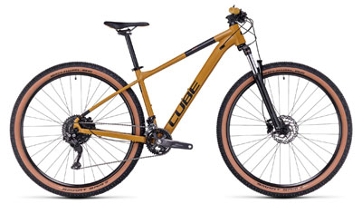 Mountain bike hardtail Cube Aim EXC color senape.
