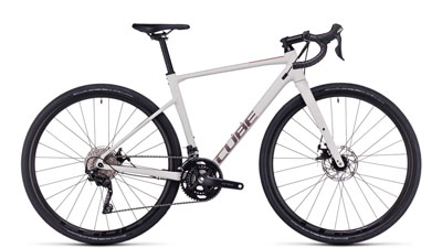 Bicicletta gravel Cube Nuroad WS in bianco.