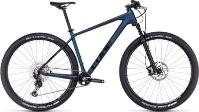 Mountain bike hardtail Cube Reaction C:62 Race in blu scuro.