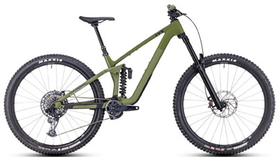 Mountain bike Cube Stereo ONE77 C:68X TM Enduro in verde.
