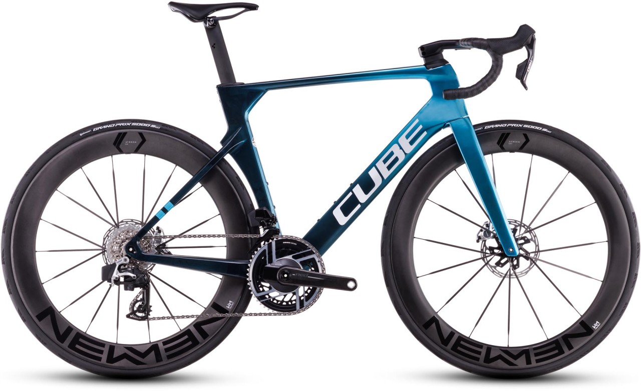 Cube Litening AERO C:68X SLX chromeblue n liquidblue 2025 - Bici da corsa di carbonio per