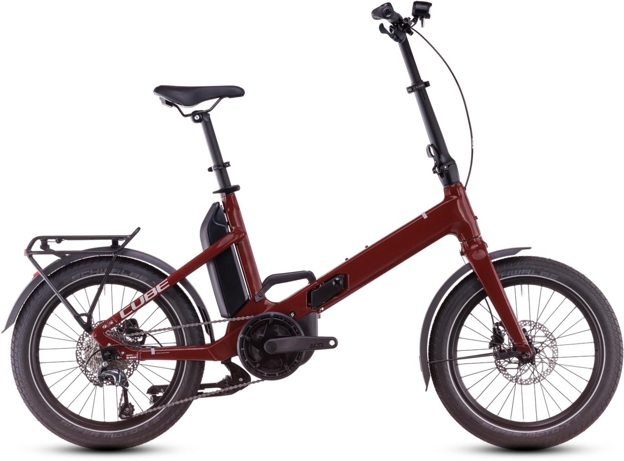 Cube Fold Hybrid 500 merlotred n reflex 2025 - E-Bike Pieghevole